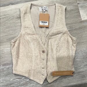 Reformation Cream Corduroy Vest